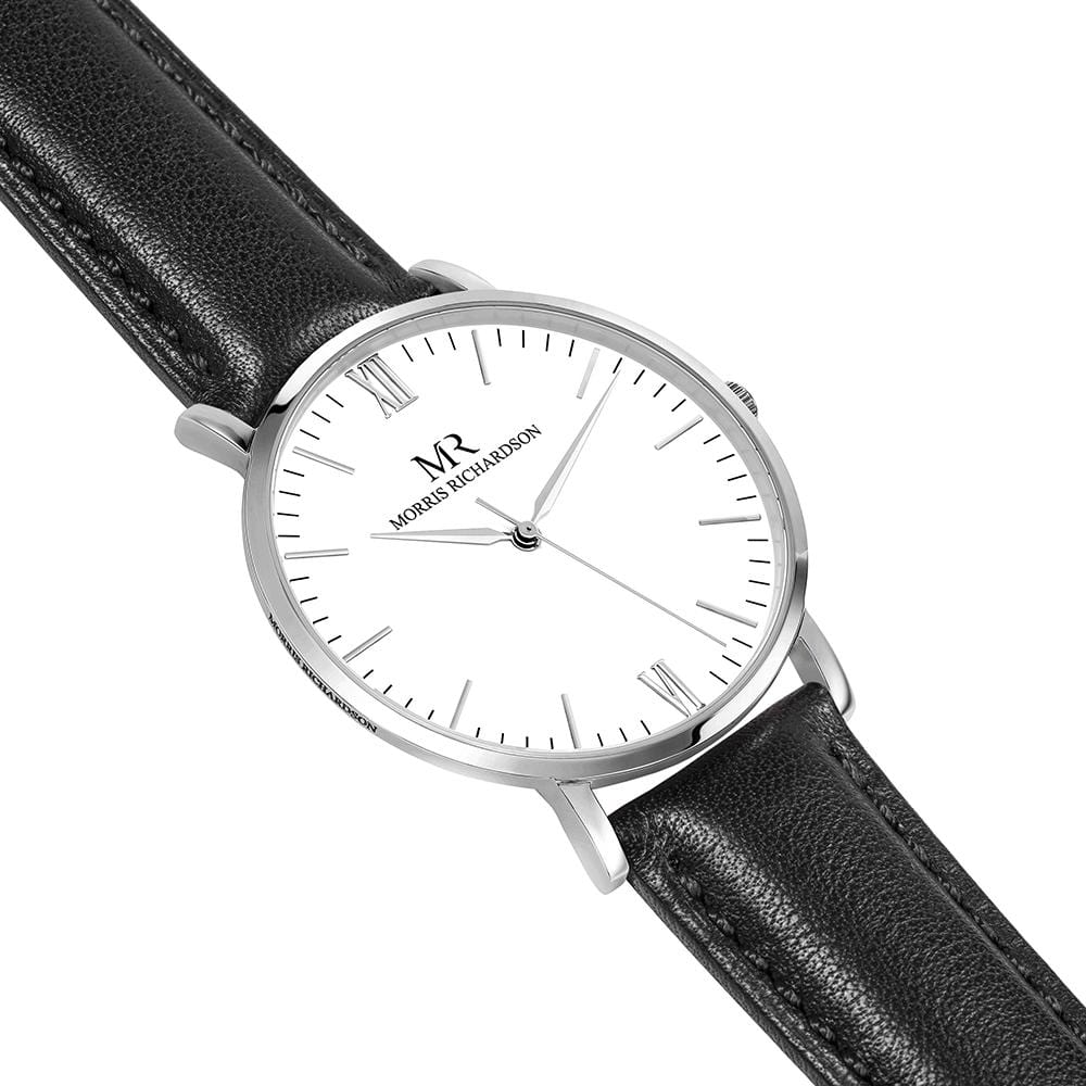 Chequers Watch Leather 40mm Silver – Morris Richardson, 914002014