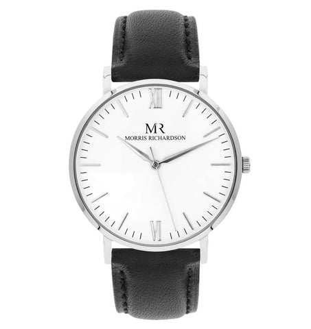 Chequers Watch Leather 40mm Silver – Morris Richardson, 914002014