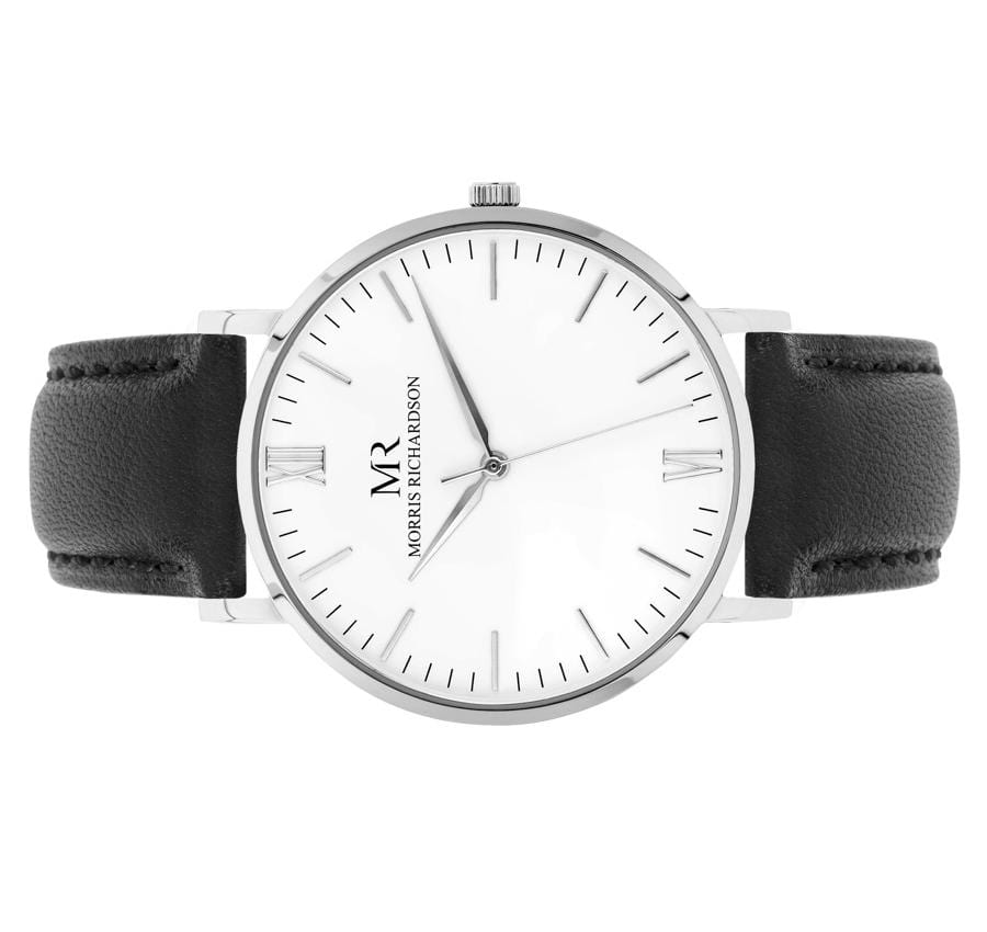 Chequers Watch Leather 40mm Silver – Morris Richardson, 914002014