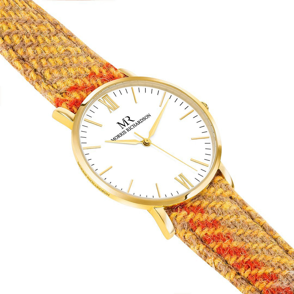 Blenheim Watch Harris Tweed 36mm Yellow Gold – Morris Richardson, 913603012