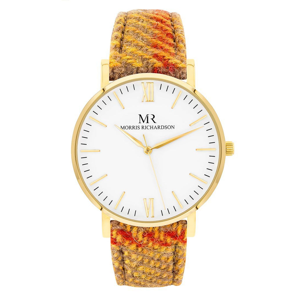 Blenheim Watch Harris Tweed 36mm Yellow Gold – Morris Richardson, 913603012