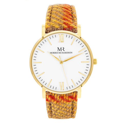 Blenheim Watch Harris Tweed 36mm Yellow Gold – Morris Richardson, 913603012
