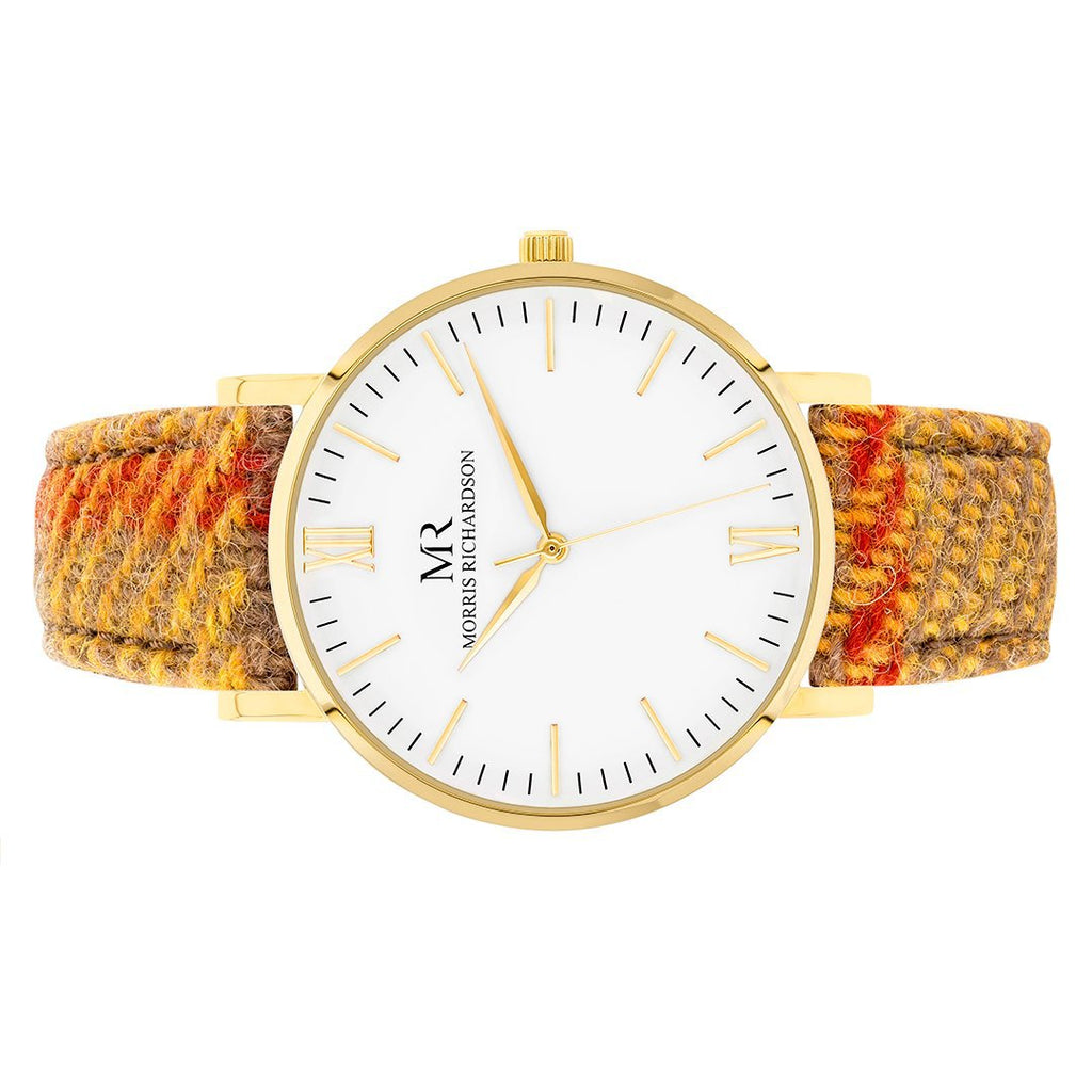 Blenheim Watch Harris Tweed 36mm Yellow Gold – Morris Richardson, 913603012