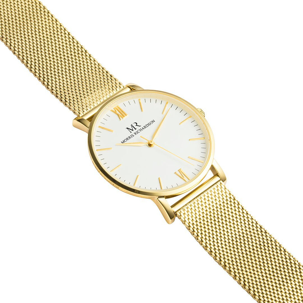 Holkham Watch Milanese Mesh 36mm Yellow Gold – Morris Richardson, 913603015